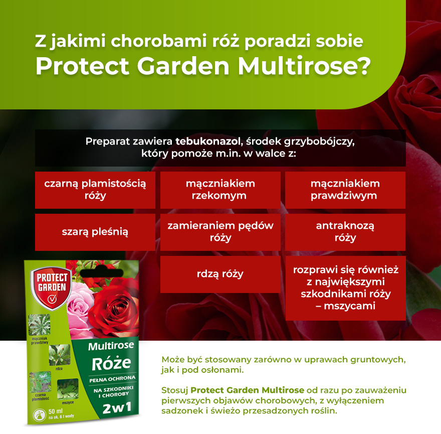 Z jakimi chorobami poradzi sobie Protect Garden Multirose? - infografika.